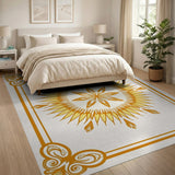 Ornate Golden Sunflower Mandala Rug