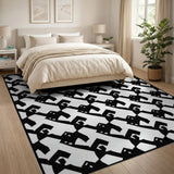 Geometric Modern Black and White Black White Interlocking Geometric Area Rug
