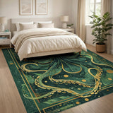 Emerald Octopus Abstract Area Rug
