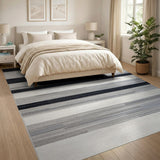 Geometric Modern Modern Black White Striped Area Rug