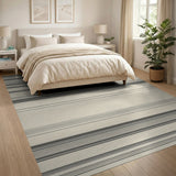 Black White Horizontal Striped Area Rug