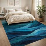 Ocean Wave Blue Teal Coastal Area Rug