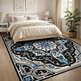 Traditional Persian Blue and Teal Ornate Blue Mandala Persian Area Rug