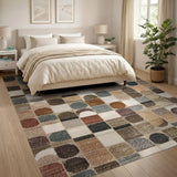 ODIKA Washable Modern Geometric Area Rug - Low Pile, Non-Slip, Pet & Kid Friendly