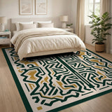 Green Gold Maze Southwestern Area Rug