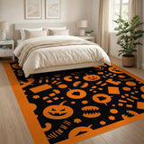 Orange Halloween Jack-o-Lantern Silhouette Rug