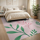 Blush Pink Leaf Silhouette Area Rug