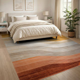 Abstract Area Orange Wavy Orange Abstract Area Rug