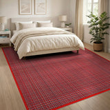 Bold Red Black Grid Woven Area Rug