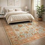 Creamy Beige Floral Vintage Area Rug