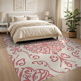 Pink Floral Damask Area Rug