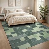 Geometric Modern Green Green Geometric Patchwork Area Rug