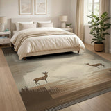 Brown Tan Deer Silhouette Southwestern Rug
