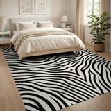 Black and White Geometric Modern Black White Wavy Geometric Area Rug