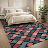 Pink Teal Fish Scale Area Rug
