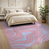 Multi-color and Patterns Abstract Pink Wave Area Rug