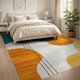Teal Orange Yellow Abstract Geometric Area Rug