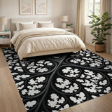 Intricate Black White Fractal Area Rug