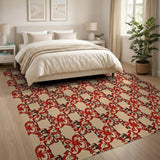 Red Bow Geometric Pattern Area Rug