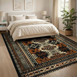 Terracotta Black Southwestern Geometric Area Rug