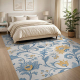 Floral Vintage Blue Floral Vintage Washable Area Rug