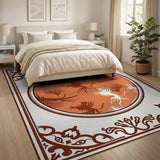 Orange Mythical Beast Silhouettes Area Rug