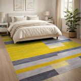 Yellow Grey Geometric Abstract Area Rug