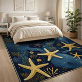 ODIKA Starfish Nautical Washable Area Rug - Low Pile & Non-Slip