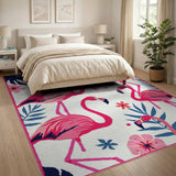 Playful Pink Flamingo Coastal Area Rug