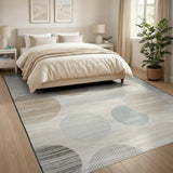 Abstract Teal Circle Overlap Area Rug