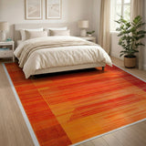 Vibrant Orange Geometric Area Rug