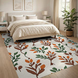 Vintage Orange Leaf Pod Pattern Area Rug