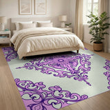 Floral Vintage Purple Floral Medallion Area Rug