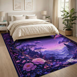 Purple Sakura Moonlit Fantasy Forest Rug