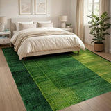 Lush Green Vertical Stripe Geometric Area Rug