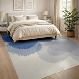 Abstract Blue Overlapping Clouds Area Rug