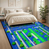 Vibrant City Traffic Intersection Area Rug