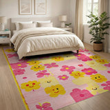 Playful Smiling Flowers Kids Area Rug
