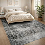Distressed Vintage Distressed Black White Geometric Area Rug