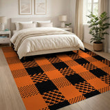 Bold Orange Black Plaid Area Rug