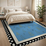 Whimsical Yellow Pines on Teal Area Rug