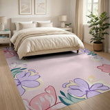 Pink Blush Pink Purple Floral Area Rug