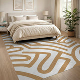 Gold Wavy Abstract Area Rug