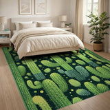 Lush Green Cactus Succulent Pattern Area Rug