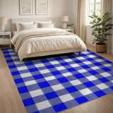 Classic Blue White Gingham Checkered Area Rug