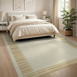 Cream Woven Rug with Tan Border