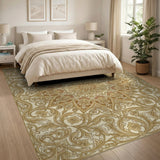 Beige Brown Persian Medallion Area Rug