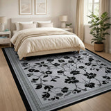 Elegant Black Floral Vintage Area Rug