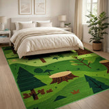 Whimsical Green Forest Kids Area Rug