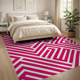 Bold Pink Zigzag Geometric Area Rug